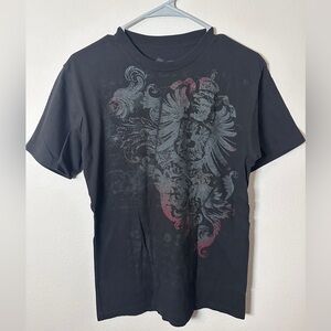 Stranded Black Graphic Men's T-Shirt with purple logo 100% cotton size small